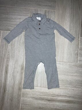 Little Sleepies Striped Romper - Gray & White 6-12 months